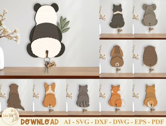 Animal Back View Key Holder SVG Bundle