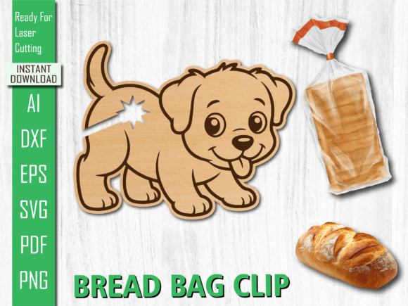 Animal Laser Cut Cute Dog Bread Bag Clip