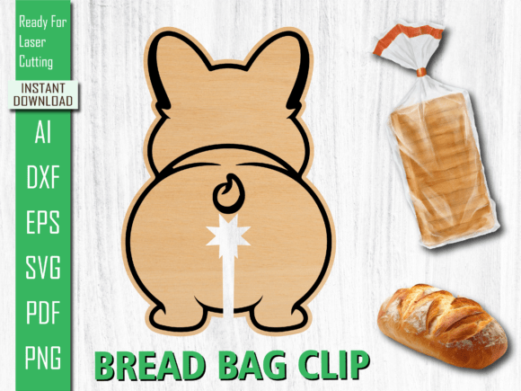 Animal Laser Cut Dog Bread Bag Clip SVG