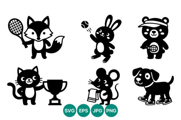 Cartoon Animals Playing Sports Vector