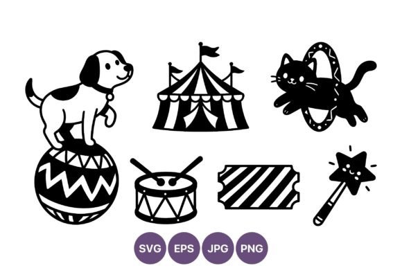Circus Animals and Objects Vector Art