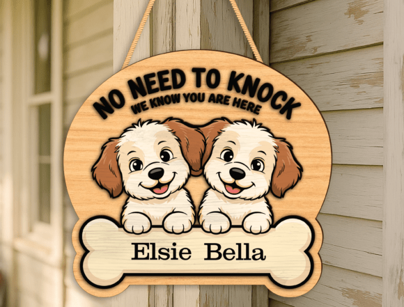 Custom No Need to Knock Dog Door Sign