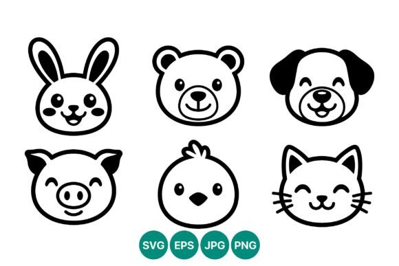 Cute Animal Faces Vector