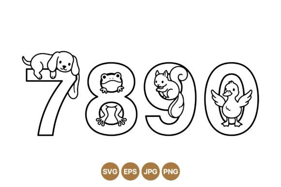 Cute Animal Number Clipart