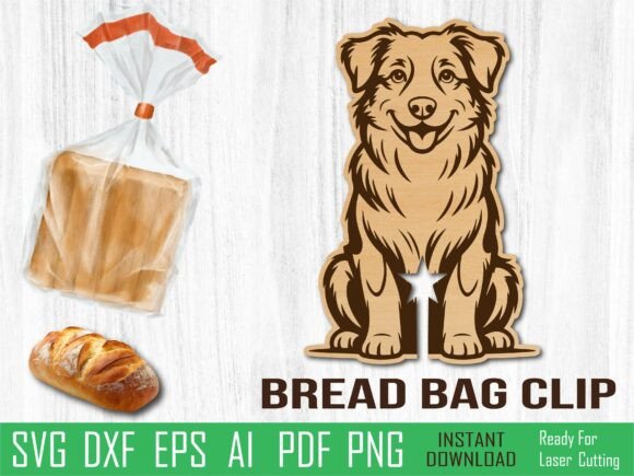 Cute Australian Shepherd Dog Bread Clip
