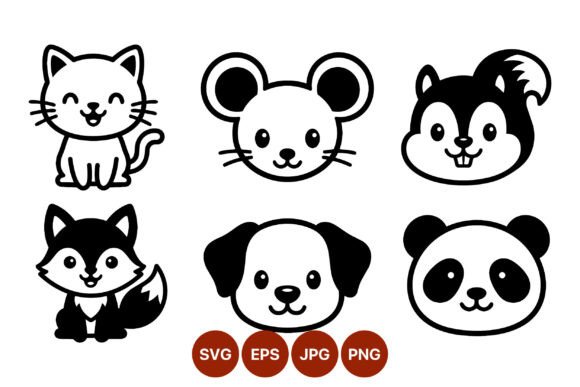 Cute Black White Animal Faces
