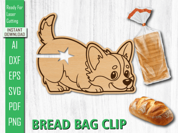Cute Dog Bread Clip Animal Laser Cut SVG