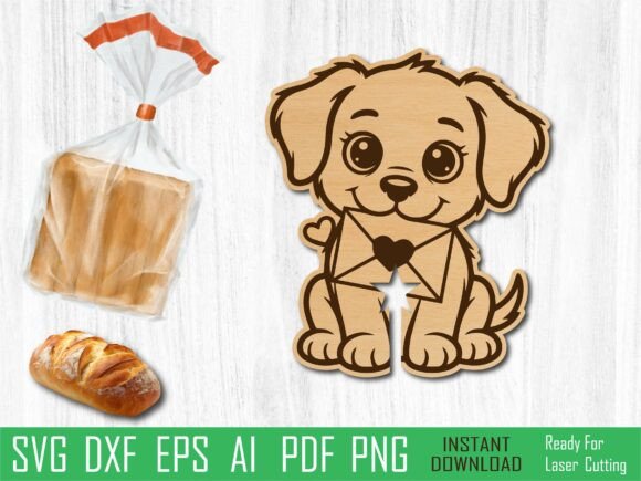 Cute Dog Puppy Bread Clip, Laser Cut
