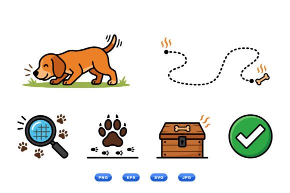 Cute Puppy Tracking Clipart Set