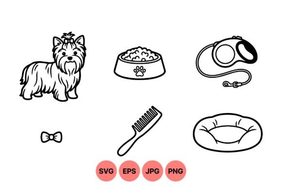 Cute Yorkshire Terrier Clipart Kit