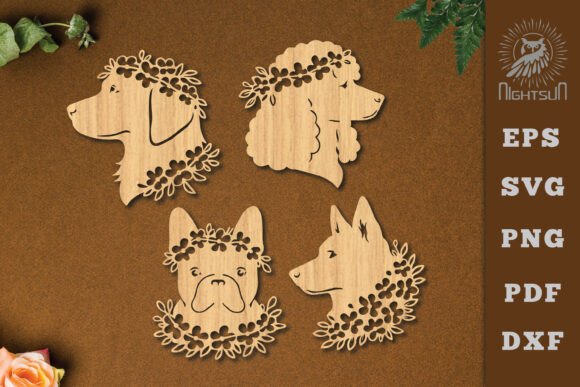 Decorative Flowers Dog Lasercut SVG