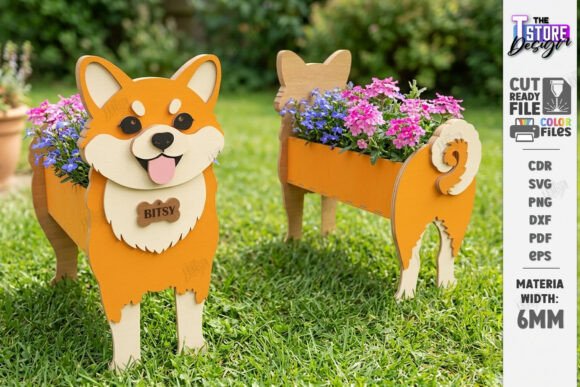 Dog Breeds Wooden Planter Laser Cut CNC