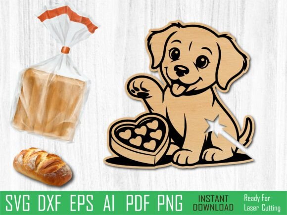 Dog Heart Bread Clip, Puppy Laser Cut