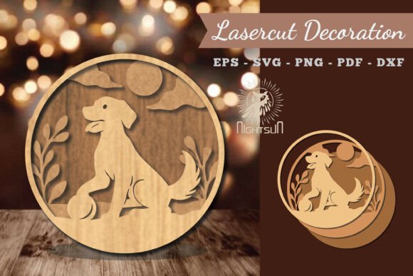 Dog Playing Ball Lasercut Decoration 4