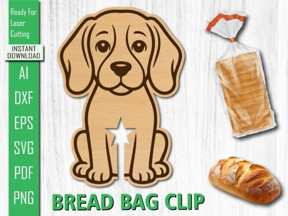 Laser Cut Dog, Front Puppy Bread Clip