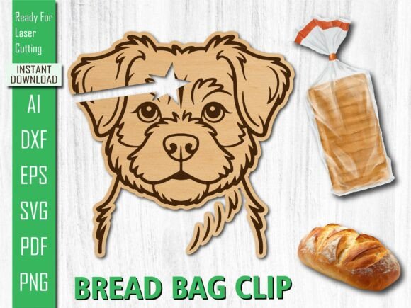 Laser Cut Pet. Puppy Dog Bread Bag Clip
