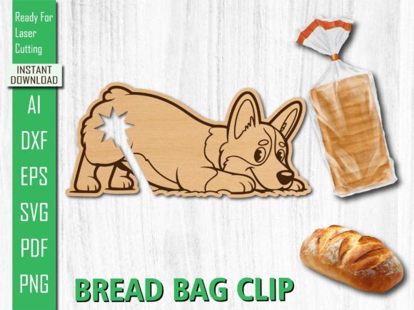 Laser Cut Sleeping Dog Bread Bag Clip