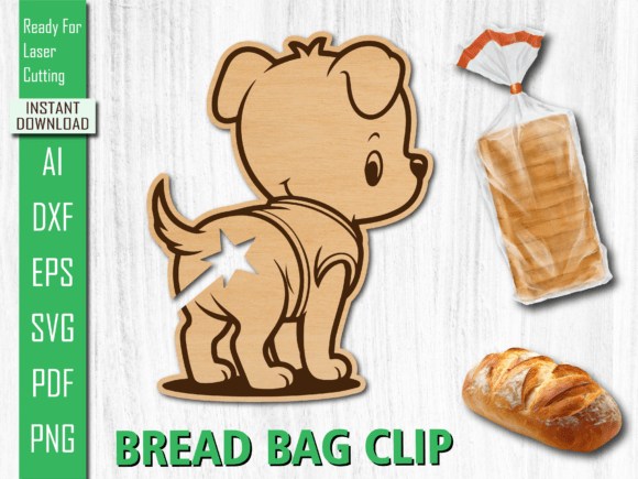 Laser Cute Dog Animal Bread Clip Design