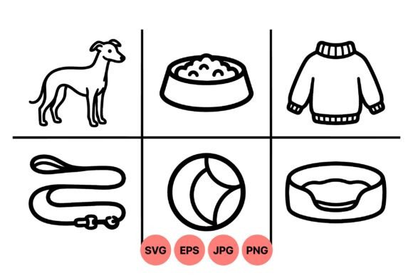 Minimal Pet Supplies Line Art