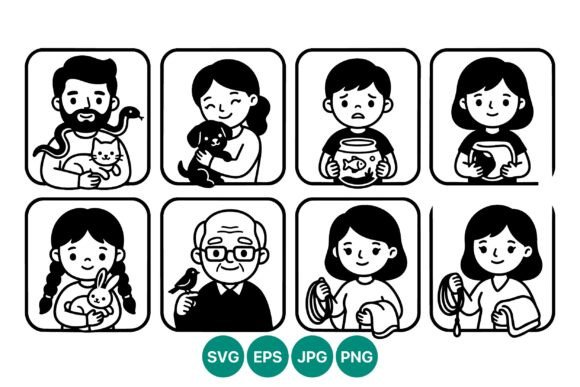 People Holding Pets Cartoon Vector