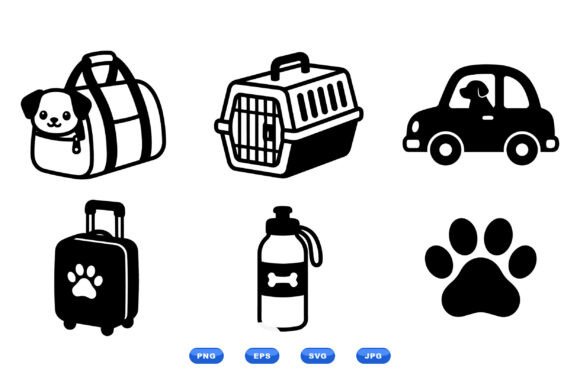 Pet Travel Icon Clipart Pack
