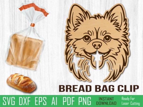 Pomeranian Bread Clip, Dog Laser Cut Svg
